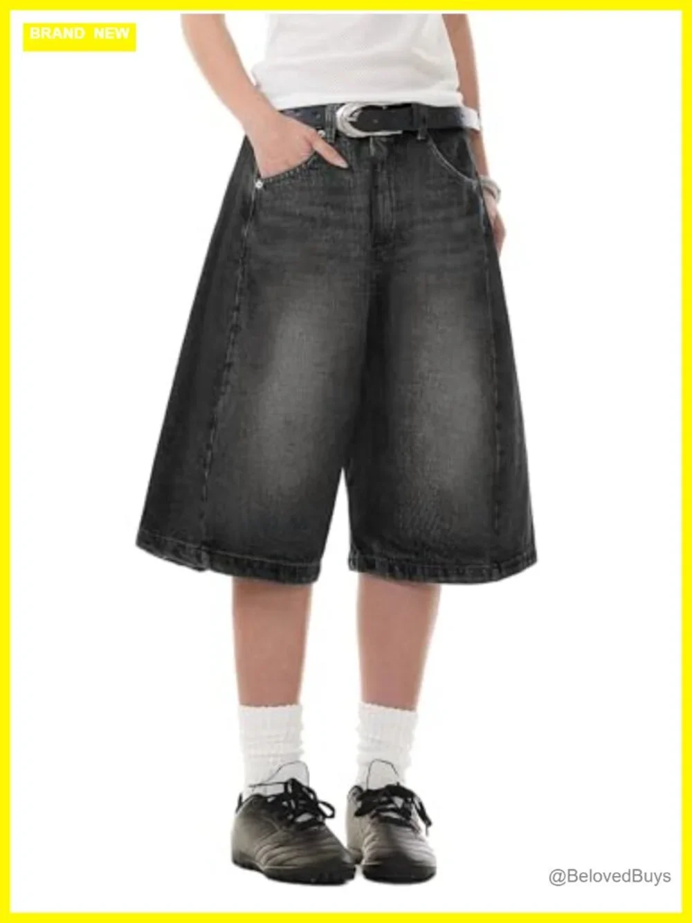 Baggy High Waisted Wide Leg Bermuda Denim Jean Shorts Y2K Streetwear